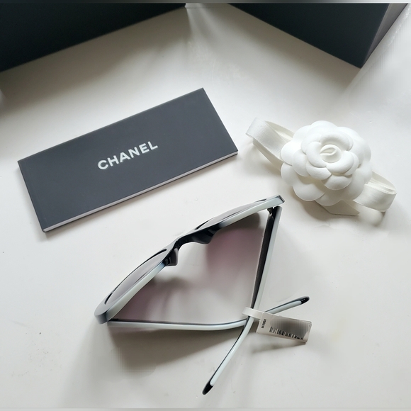 Chanel Logo Two Tone slSquare Sunglasses Brand New - Picture 7 of 8